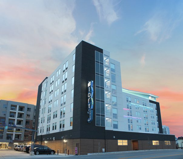 Humphreys Partners Architects Aloft Exterior Dusk 2