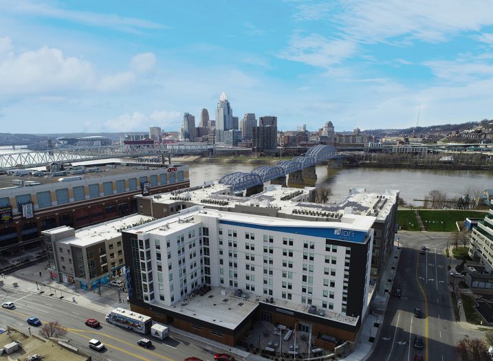 Humphreys Partners Architects Aqua on the Levee Exterior Drone