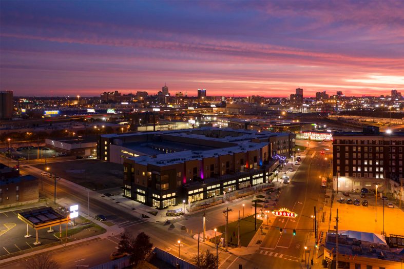 Humphreys Partners Architects Chroma Exterior Evening Aerial