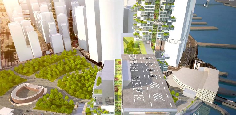Conceptual proposal by Humphreys & Partners envisions futuristic mixed-use NYC project with micro units and drone landings