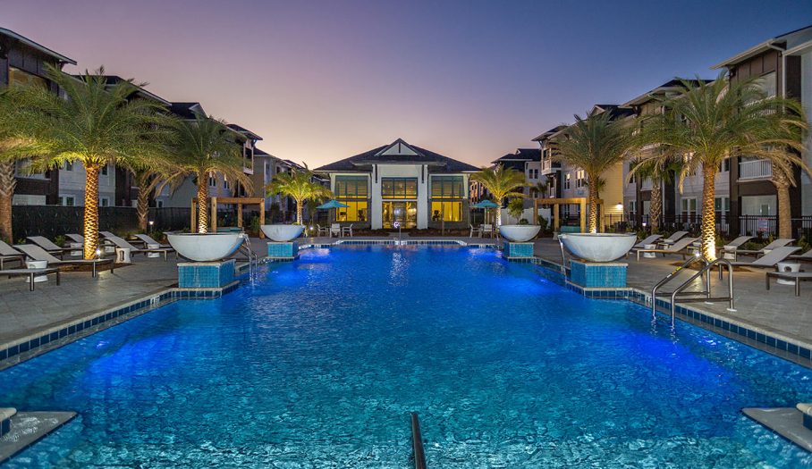 Humphreys Partners Architects Sea Glass Pool Dusk