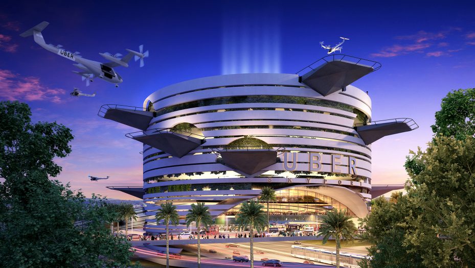 Humphreys Partners Architects Uber Elevate 2018 Mega Skyport Dusk ALT