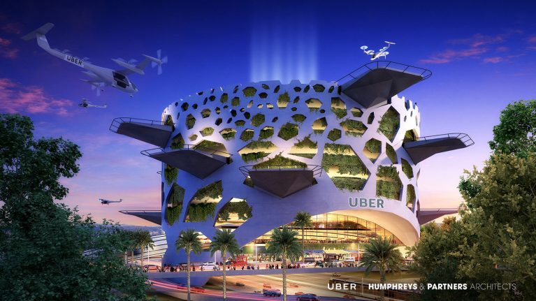 Humphreys Partners Architects Uber Elevate 2018 Mega Skyport Dusk Watermark